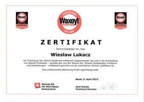 HDMASTER - Certyfikaty potwierdzający umiejętności - Waxoyl